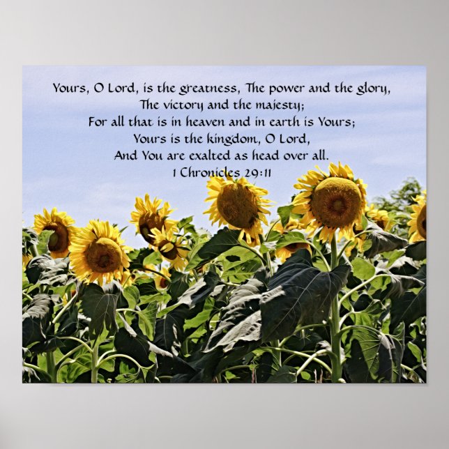 Blume des Glaubens 1Chroniken 29:11 Art Poster (Vorne)