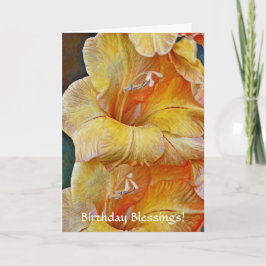 Blume des Glaubens Goldener Pfirsich Gladiolus Geb Karte