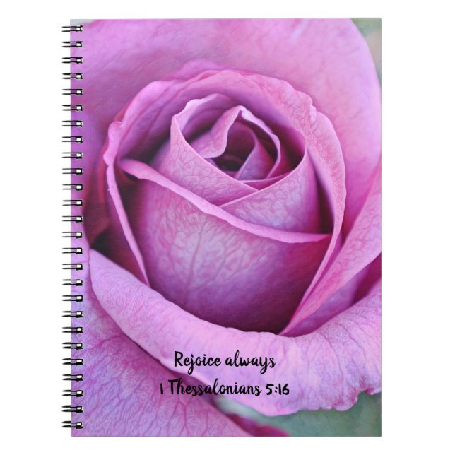 Blume des Glaubens Lila Rose Rejoice Journal Notizblock (Vorderseite)