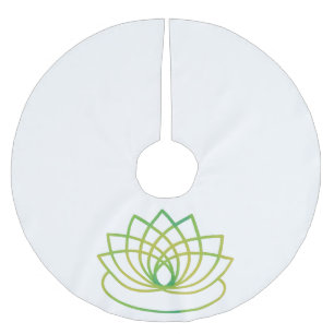 Blume des grünen und gelben Lotus Polyester Weihnachtsbaumdecke