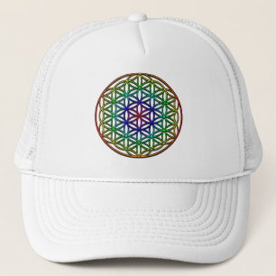 Blume des heiligen Geometriesymbols des Lebens Truckerkappe