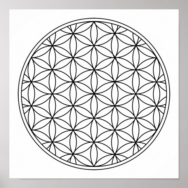 Blume des heiligen Geometriesymbols im alten Zen Poster (Vorne)