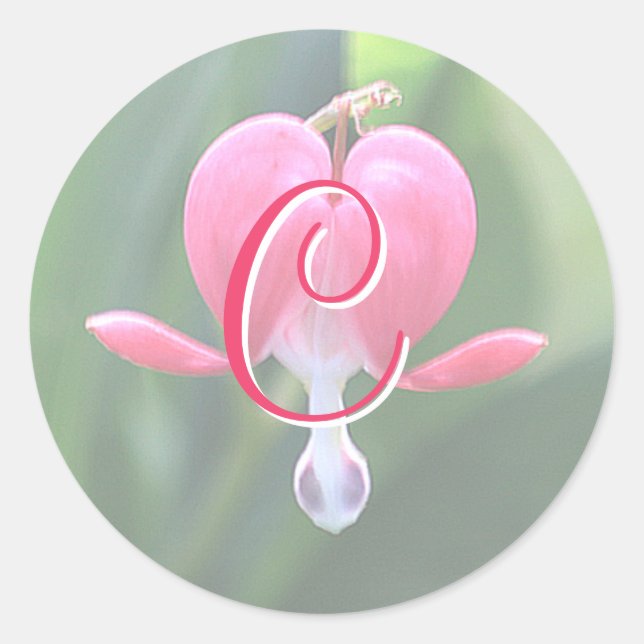 Blume des Herzens Monogramm C-Aufkleber Runder Aufkleber (Vorderseite)