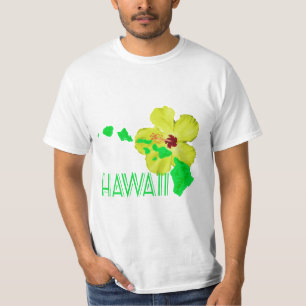 Blume des Hibiskus auf der grünen Hawaiianischen I T-Shirt