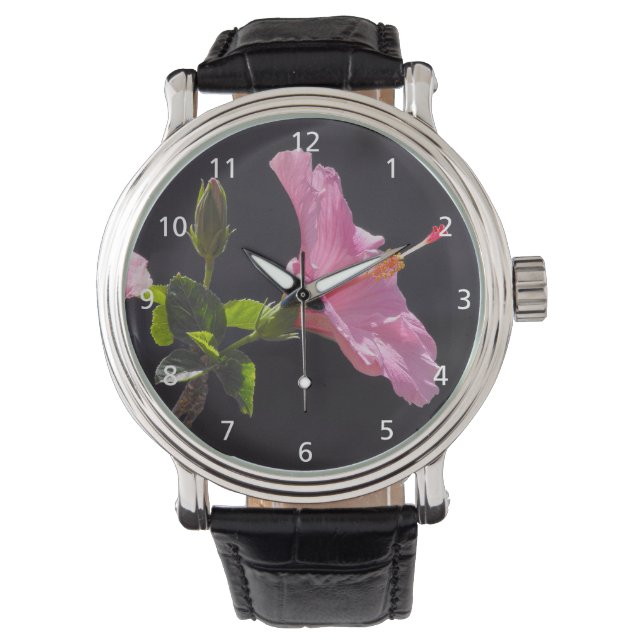 Blume des Hibiskus in Profil Armbanduhr (Vorderseite)