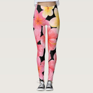 Blume des Hibiskus Plumeria Leggings