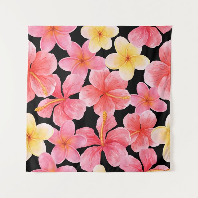 Blume des Hibiskus Plumeria Wandteppich (Vorderseite)