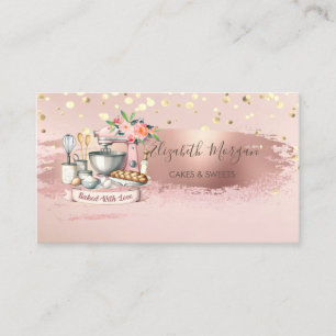 Blume des Kuchenmischers, Konfetti, Pinselstriche Visitenkarte