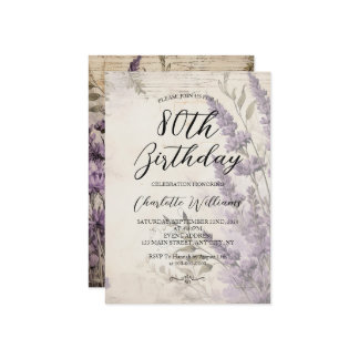 Blume des Lavendels Frauen 80. Geburtstag Einladung