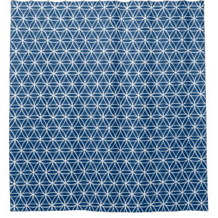 Blume des Leben-Musters: Marine-Blau Duschvorhang