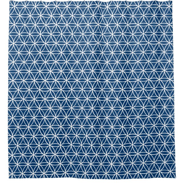 Blume des Leben-Musters: Marine-Blau Duschvorhang (Vorderseite)