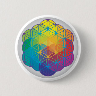 Blume des Leben-Regenbogens färbt Harmonie-Energie Button