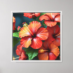 Blume des lebendigen Roten Hibiskus-76894 Leinwanddruck
