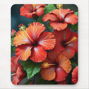 Blume des lebendigen Roten Hibiskus-76894 Mousepad