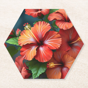 Blume des lebendigen Roten Hibiskus-76894 Untersetzer