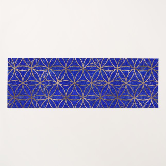 Blume des Lebenmusters - Lapis Lazuli und Gold Yogamatte (Vorderseite (Horizontal))