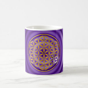 Blume des Lebens 1 - Gold-Briefmarke violetter P Tasse