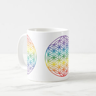 Blume des Lebens 7 Chakren Regenbogen Kaffeetasse