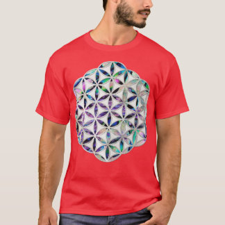 Blume des Lebens Abalone Muschel auf Perle T-Shirt