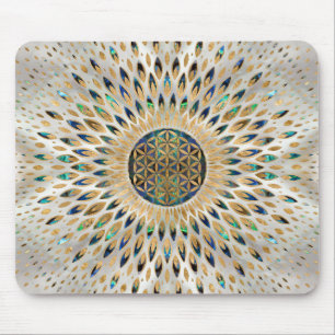 Blume des Lebens - Alleinstehende Muschel und Perl Mousepad
