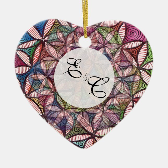 Blume des Lebens Aquarellkunst Keramikornament (Vorne)