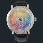 Blume des Lebens - Aquarellmalerei Armbanduhr<br><div class="desc">Kunstwerk von Brady Arnold</div>