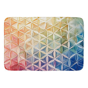 Blume des Lebens - Aquarellmalerei Badematte