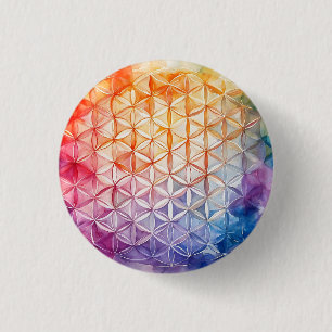 Blume des Lebens - Aquarellmalerei Button