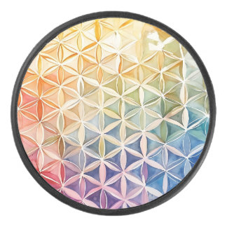 Blume des Lebens - Aquarellmalerei Eishockey Puck
