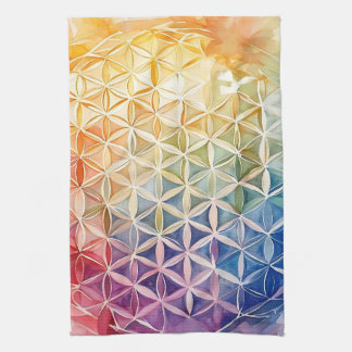 Blume des Lebens - Aquarellmalerei Geschirrtuch