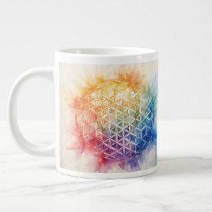 Blume des Lebens - Aquarellmalerei Jumbo-Tasse