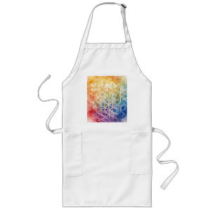 Blume des Lebens - Aquarellmalerei Lange Schürze