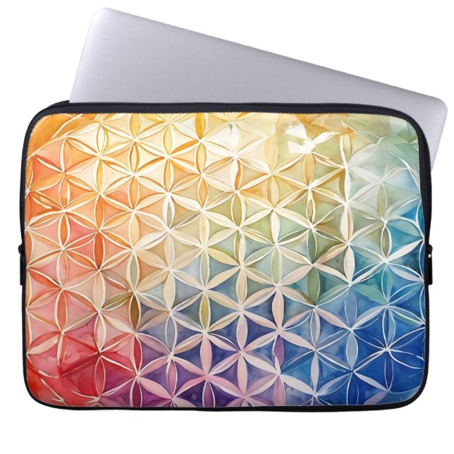 Blume des Lebens - Aquarellmalerei Laptopschutzhülle (Vorderseite)