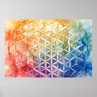 Blume des Lebens - Aquarellmalerei Poster
