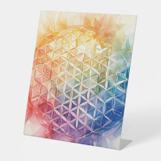 Blume des Lebens - Aquarellmalerei Sockelschild