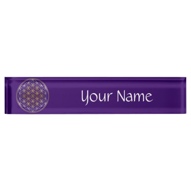 Blume des Lebens - BiColor Namensplakette (Vorderseite)