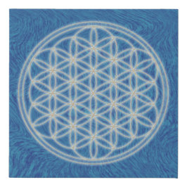 Blume des Lebens - Blau - Künstlicher Leinwanddruck