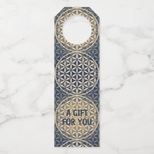 BLUME DES LEBENS - Blaues Sandmuster Flaschenanhänger