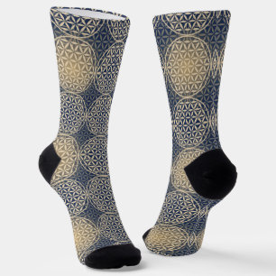 BLUME DES LEBENS - blaues Sandmuster Socken