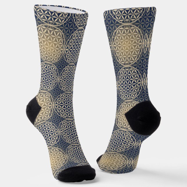 BLUME DES LEBENS - Blaues Sandmuster Socken (Gewinkelt)