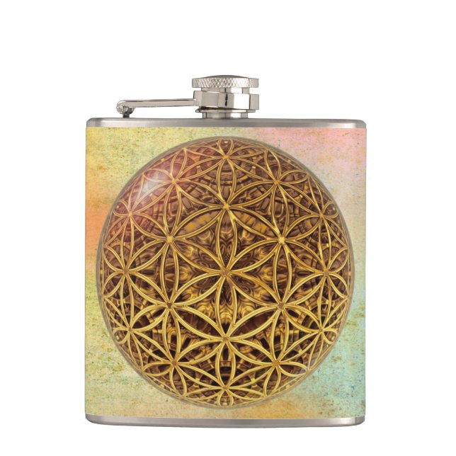 Blume des Lebens / Blume des Lebens - Ballgitter G Flachmann (Vorderseite)