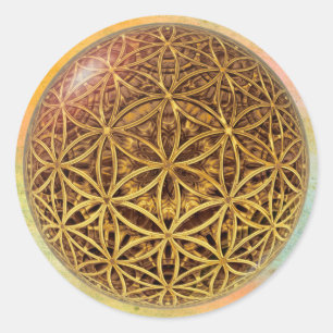Blume des Lebens / Blume des Lebens - Ballgitter G Runder Aufkleber