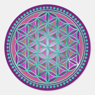 Blume des Lebens / Blume des Lebens - Button VI Runder Aufkleber