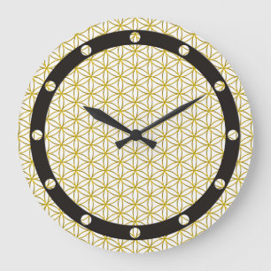 Blume des Lebens / Blume des Lebens - goldenes Mus Große Wanduhr
