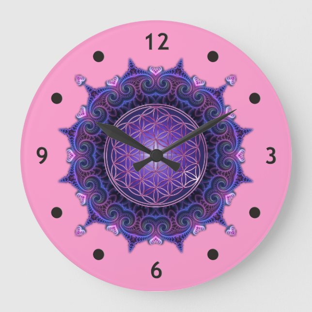 BLUME DES LEBENS / Blume des Lebens - Mandala I Große Wanduhr (Vorderseite)