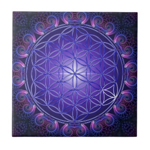 BLUME DES LEBENS / Blume des Lebens Mandala I Plat Fliese