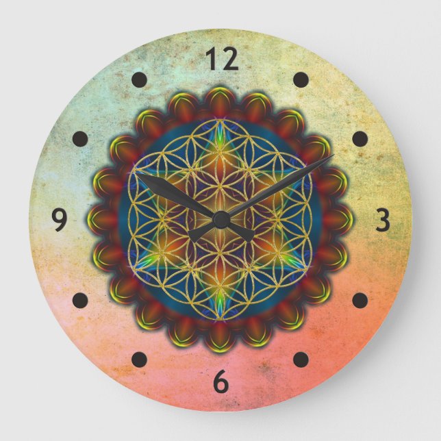 BLUME DES LEBENS / Blume des Lebens - Mandala III Große Wanduhr (Vorderseite)