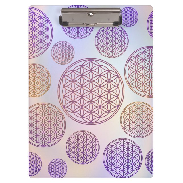 Blume des Lebens / Blume des Lebens - Muster viole Klemmbrett (Vorderseite)