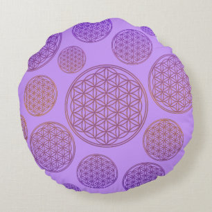 Blume des Lebens / Blume des Lebens - Muster viole Rundes Kissen