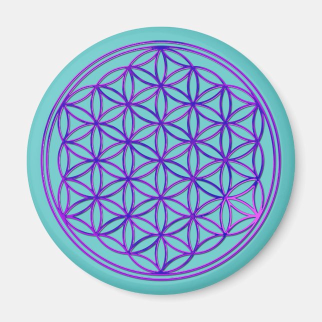 Blume des Lebens / Blume des Lebens | Rosa blau Magnet (Vorne)